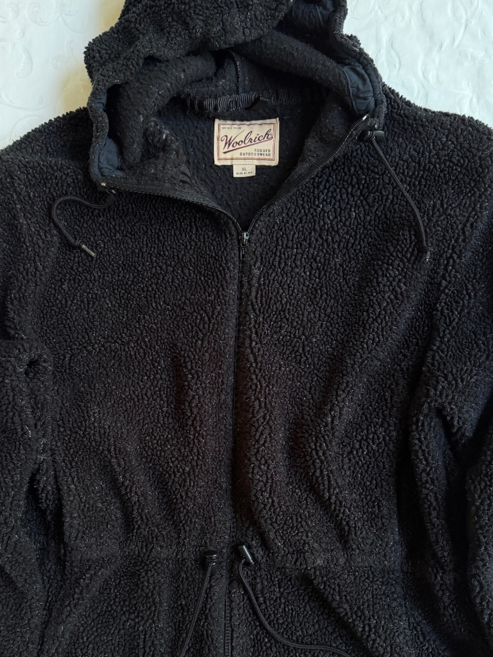 Women’s Woolrich Fleece Hooded Jacket Black Sz XL